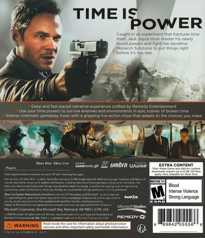 Quantum Break – Xbox One (XONE) back of case for action-adventure video game