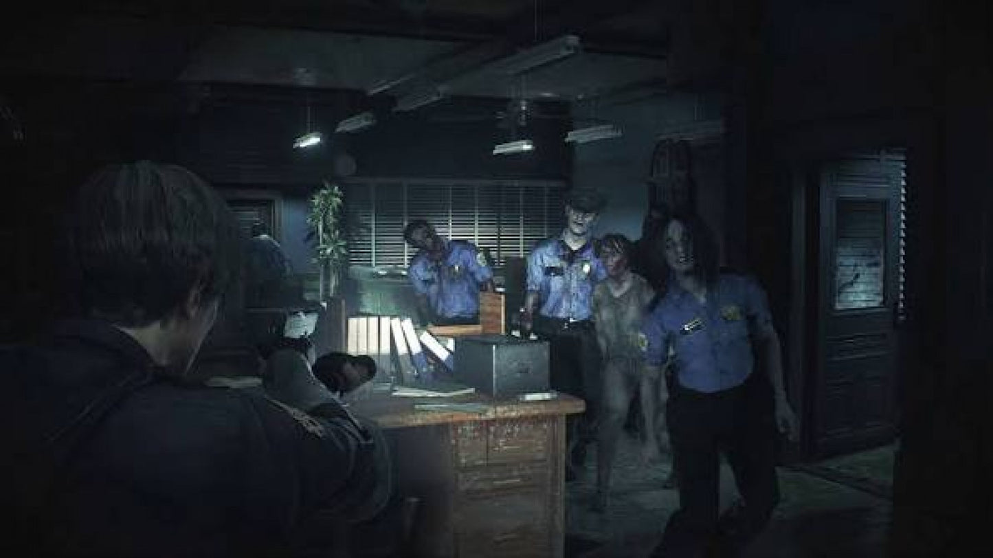 Resident Evil 2 PlayStation 5 PS5 for survival horror action video game fans featuring third person exploration intense combat zombies terrifying creatures puzzle solving resource management police station and Raccoon City environments Leon Kennedy and Claire Redfield campaigns cinematic storytelling and immersive horror adventure collectible gaming appeal gameplay