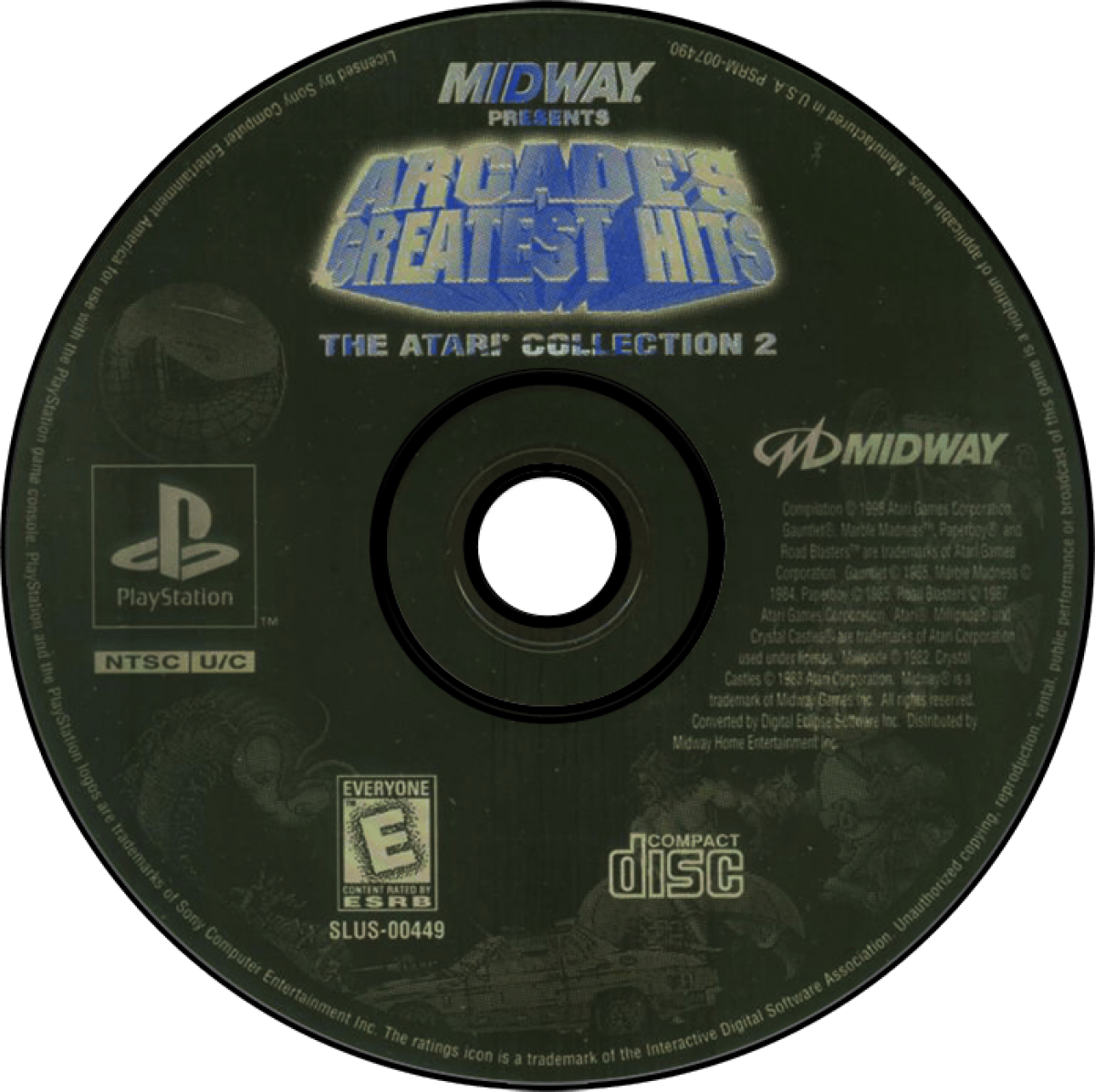 Arcade’s Greatest Hits Atari Collection 2 PlayStation 1 PS1 video game, classic arcade compilation, retro Atari games collection, vintage console title disc