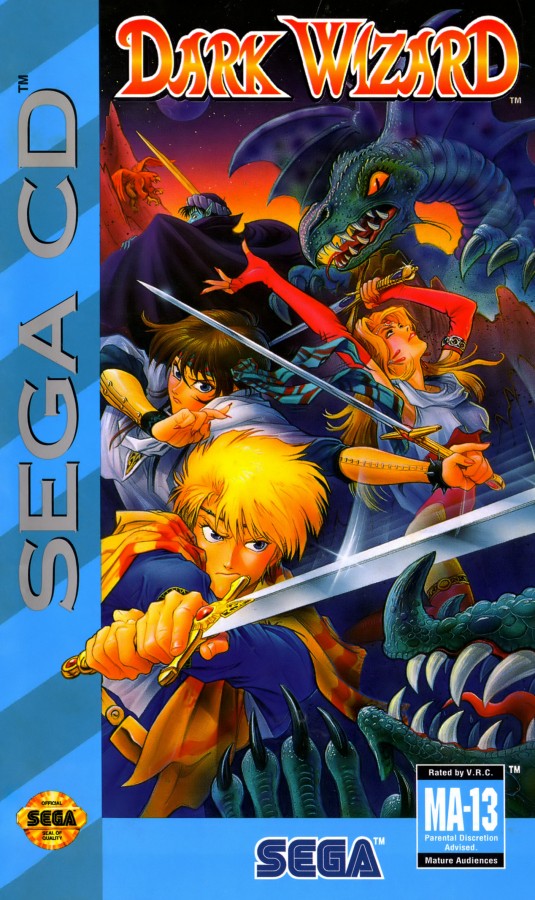 Dark Wizard Sega CD strategy RPG tactical combat fantasy kingdom warfare turn based battles multiple campaigns character classes magic spells grid based strategy Sega CD exclusive Working Designs localization retro gaming Sega CD software video game title cover art
