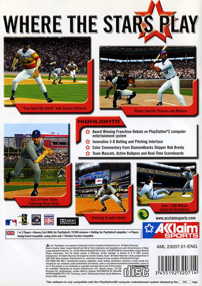 All-Star Baseball 2002 PS2 sports baseball video game back cover art