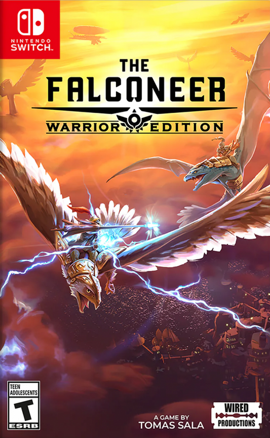 The Falconeer Warrior Edition Nintendo Switch inspired design featuring aerial combat action adventure aesthetic giant warbird flight across vast oceanic worlds high speed dogfights immersive fantasy exploration cinematic battles and open sky gameplay presentation front cover