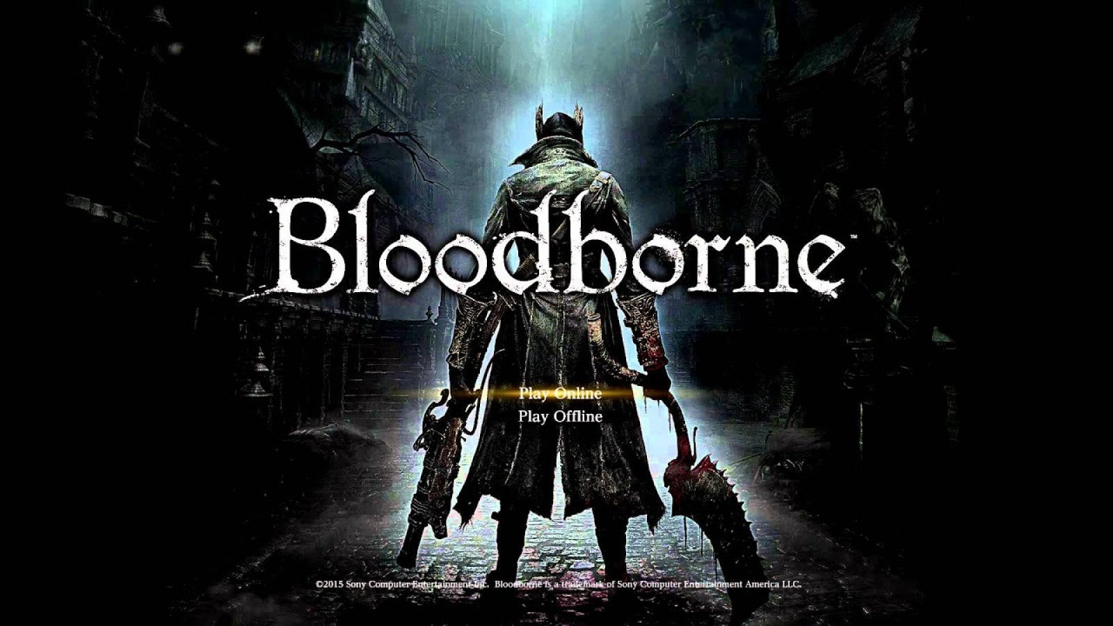 Bloodborne PlayStation 4 game featuring challenging action RPG combat and dark gothic horror exploration main menu