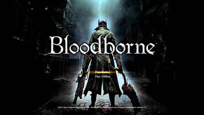 Bloodborne PlayStation 4 game featuring challenging action RPG combat and dark gothic horror exploration main menu