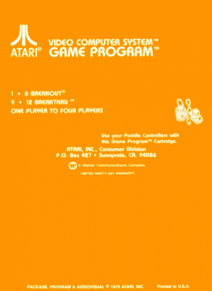 Breakout back cover art for Atari 2600 (2600) video game