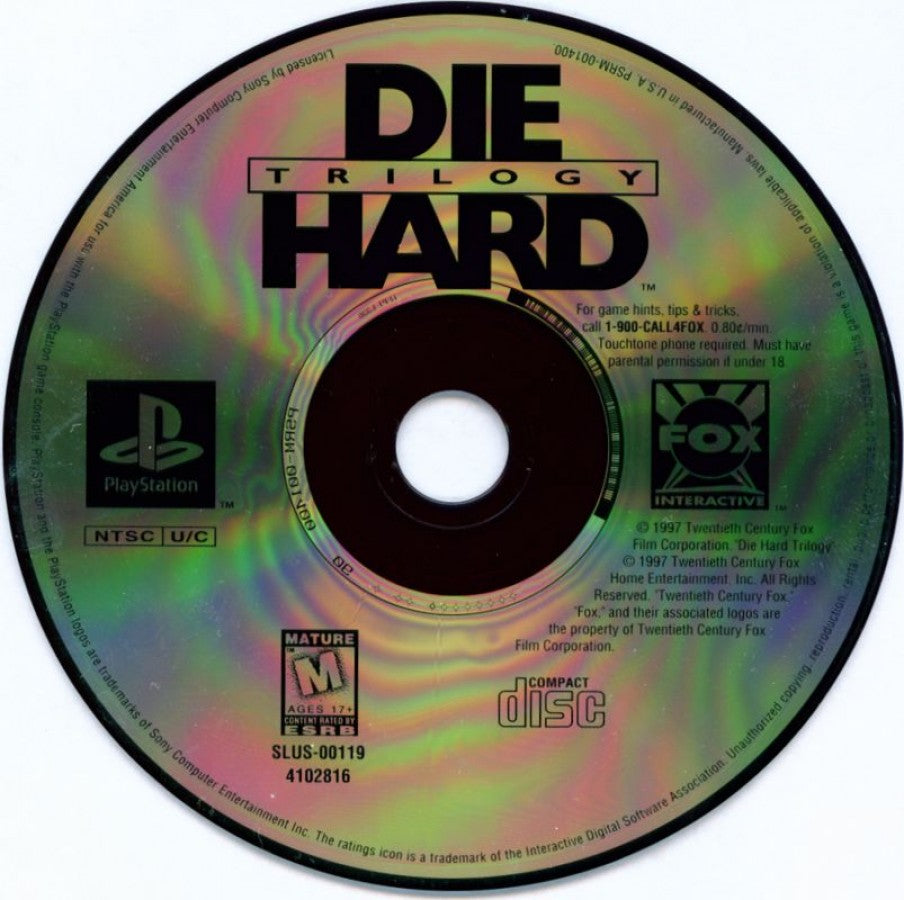 Die Hard Trilogy Greatest Hits retro action shooter game compilation for PlayStation 1 (PS1) disc