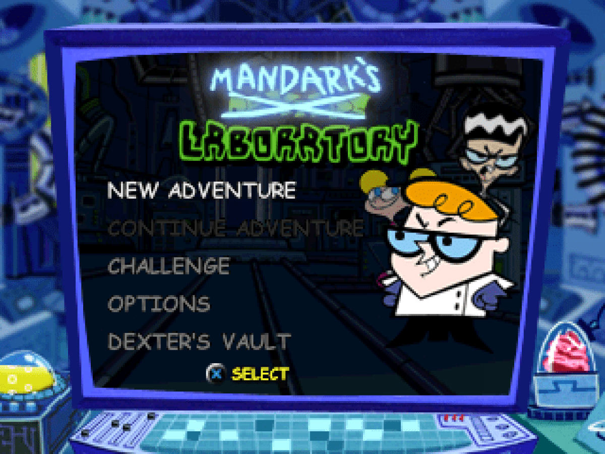 Dexter's Laboratory: Mandark's Lab homescreen for PlayStation 1 (PS1) retro video game