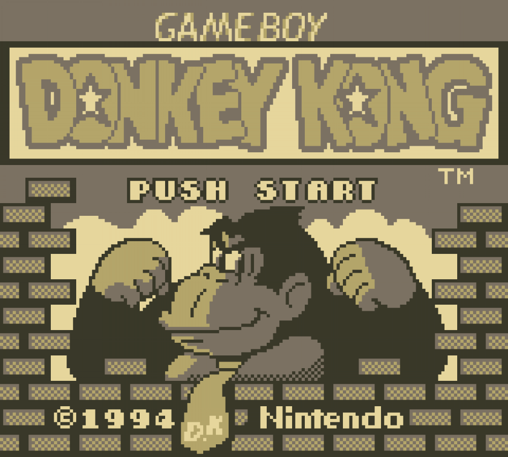 Donkey Kong Nintendo Game Boy GB for puzzle platformer retro video game fans featuring Mario adventure challenging platforming creative puzzles barrel dodging classic arcade inspired gameplay memorable boss battles collectible gaming appeal title screen