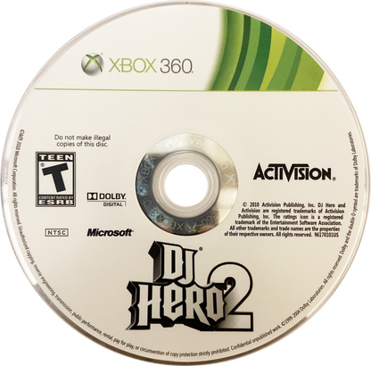 DJ Hero 2 disc for Xbox 360 (X360) music rhythm video game