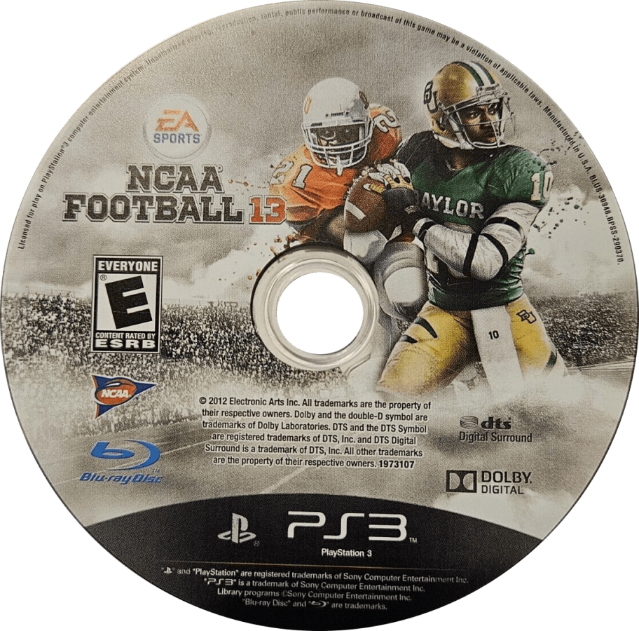 NCAA Football 13 disc for PlayStation 3 (PS3) video game