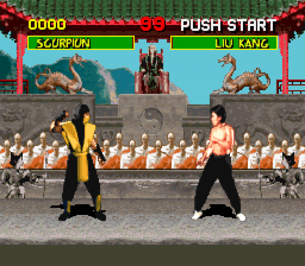 Mortal Kombat for Super Nintendo Entertainment System with classic 2D fighting and martial arts arcade action theme combat gameplay