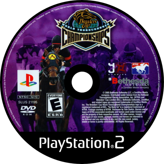 Breeders' Cup World Thoroughbred Championships for PlayStation 2 with professional horse racing simulation theme disc