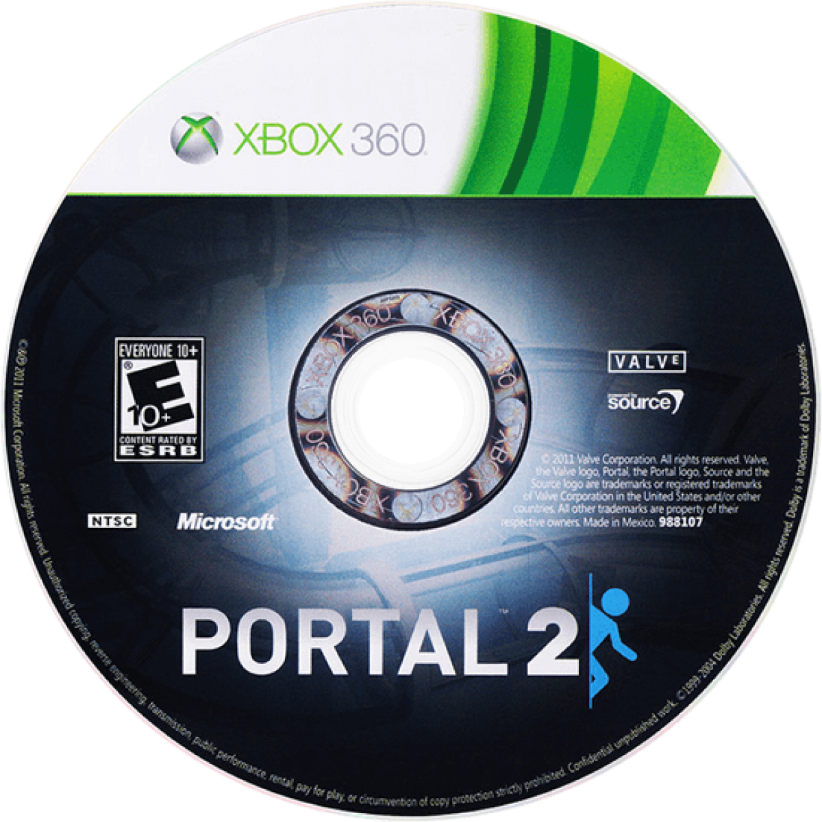 Portal 2 disc for Xbox 360 (X360) first-person puzzle platform video game