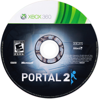 Portal 2 disc for Xbox 360 (X360) first-person puzzle platform video game
