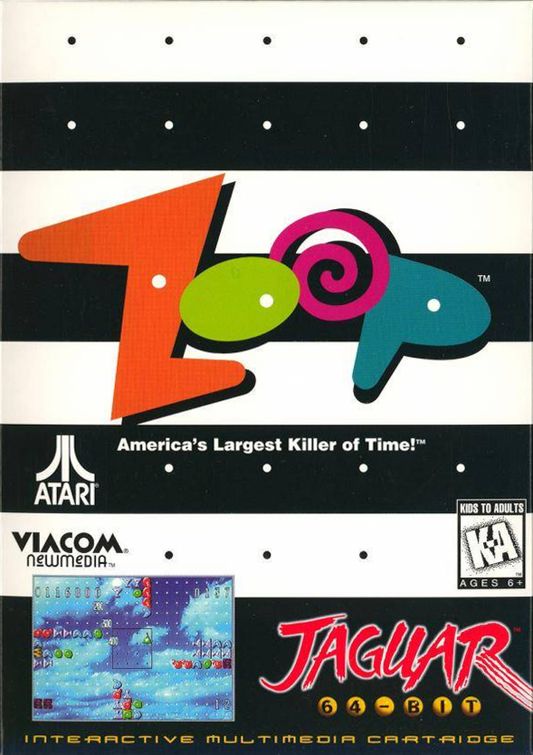 Zoop Atari Jaguar Zoop puzzle game cartridge retro 90s arcade puzzle action color matching fast reflex gameplay classic Jaguar puzzle title cover art 