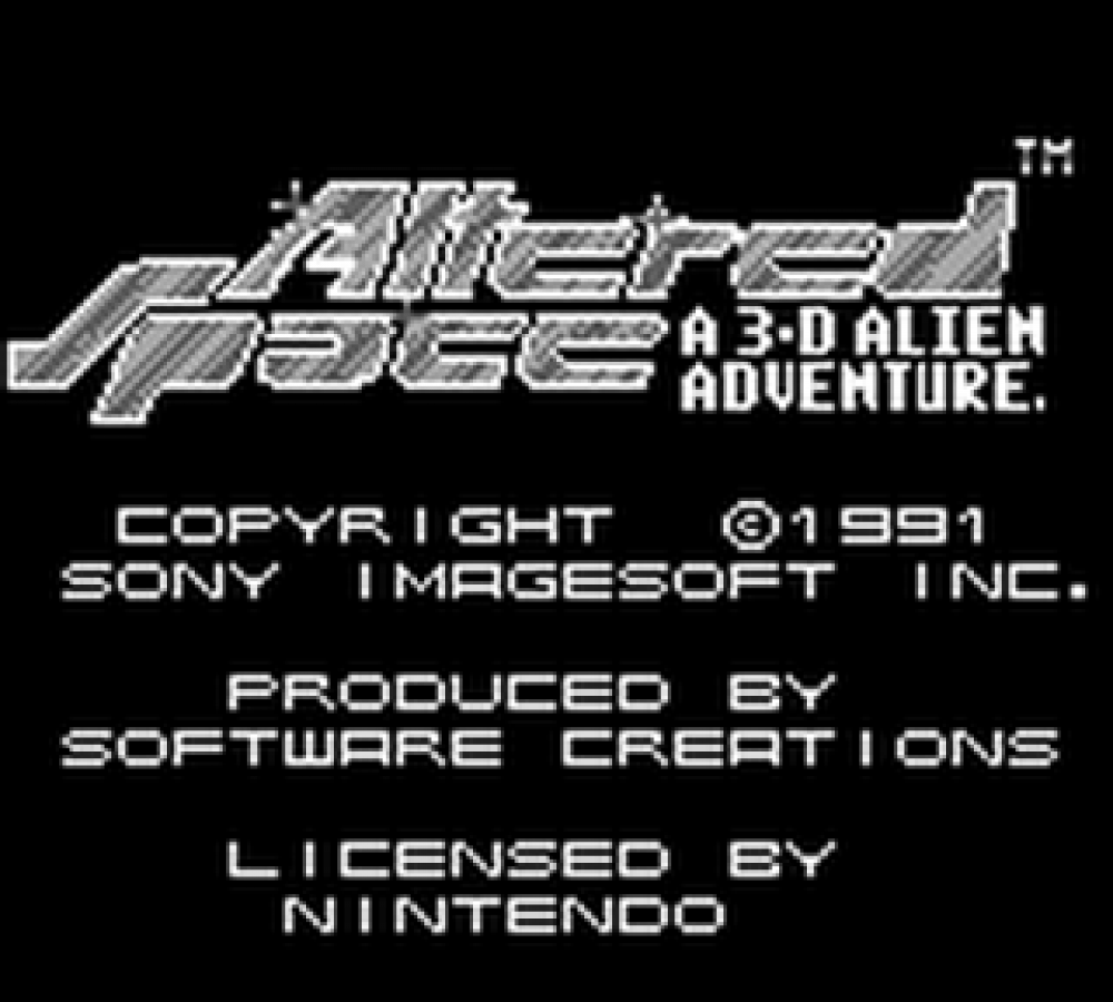 Altered Space Nintendo Game Boy GB for sci fi action platformer retro video game fans featuring alien worlds futuristic environments side scrolling gameplay challenging platforming arcade style action exploration intense combat collectible gaming appeal title screen