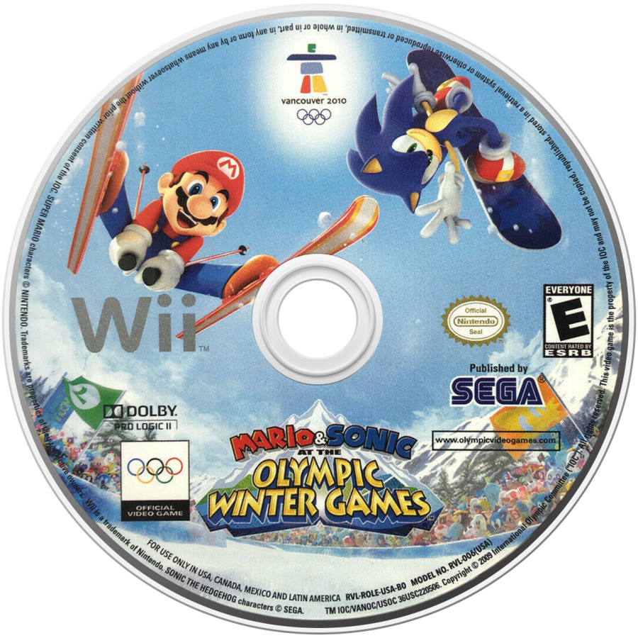 Mario and Sonic Olympic Winter Games disc art for Nintendo Wii (Wii) video game