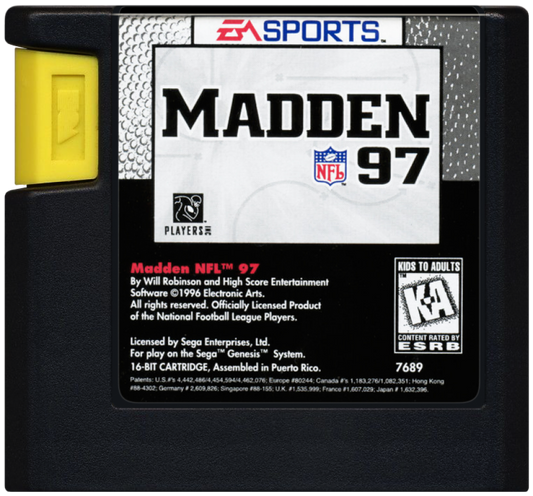 Madden NFL 97 cartridge for Sega Genesis (GEN) video game