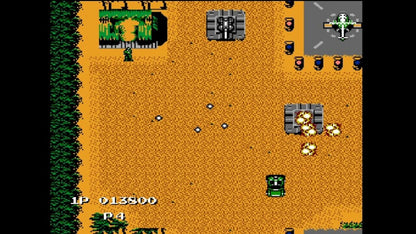 Jackal Nintendo Entertainment System NES video game, top-down action shooter, military combat gameplay, classic Konami retro title gameplay screenshot