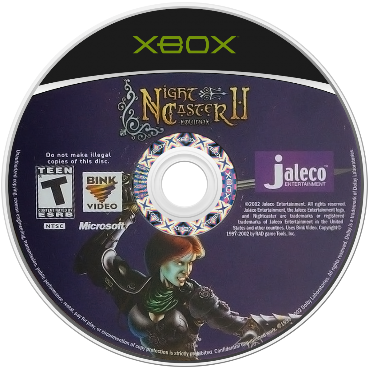 Nightcaster II Defeat the Darkness Xbox game featuring action RPG gameplay, cooperative spellcasting combat, and dark fantasy dungeon exploration disc