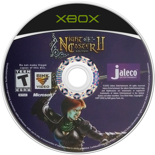 Nightcaster II Defeat the Darkness Xbox game featuring action RPG gameplay, cooperative spellcasting combat, and dark fantasy dungeon exploration disc