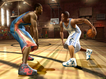 Retro NBA Street Vol 3 PS2 inspired design featuring arcade basketball action aesthetic vintage PlayStation 2 streetball legends exaggerated dunks urban courts fast paced multiplayer gameplay hip hop culture energy nostalgic sports gaming presentation - gameplay