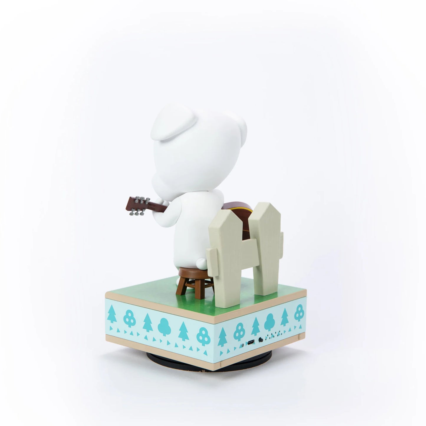 K K Slider 9 inch statue by First 4 Figures detailed Animal Crossing collectible featuring iconic guitar playing pose stylized design and premium display quality celebrating the Nintendo life simulation franchise back side view