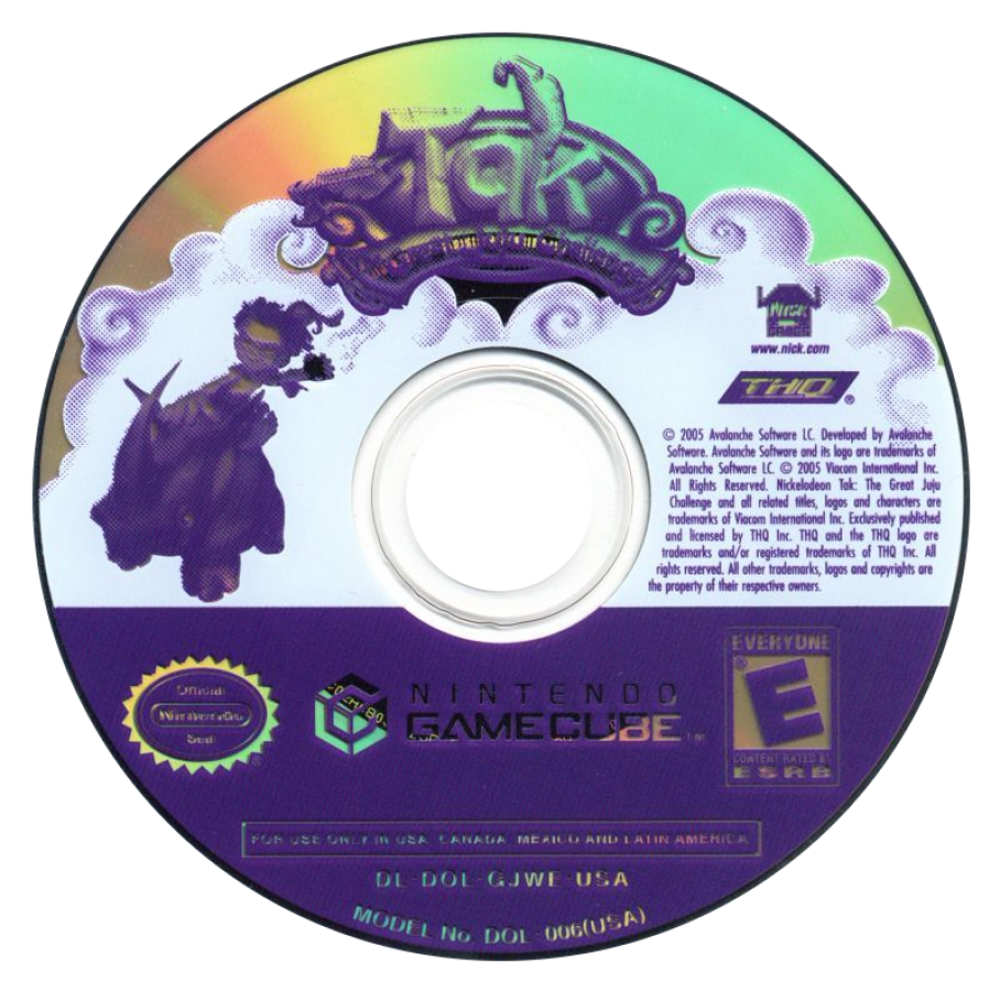 Tak The Great Juju Challenge Nintendo GameCube for retro video game enthusiasts featuring cooperative action platforming gameplay fantasy adventure challenges mini game competitions tribal themed environments puzzle solving mechanics and collectible gaming appeal disc