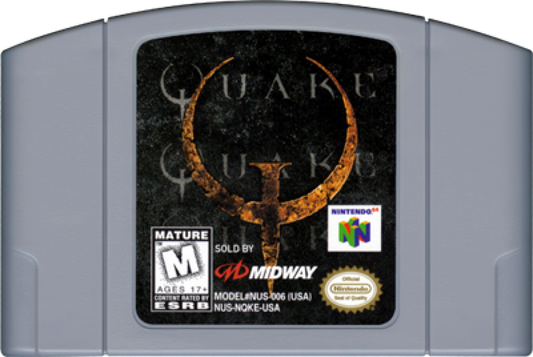 Quake Complete in Box CIB Nintendo 64 N64 for retro video game enthusiasts featuring classic first person shooter gameplay fast paced sci fi combat atmospheric levels multiplayer action iconic weapons complete in box collectible gaming appeal cartridge
