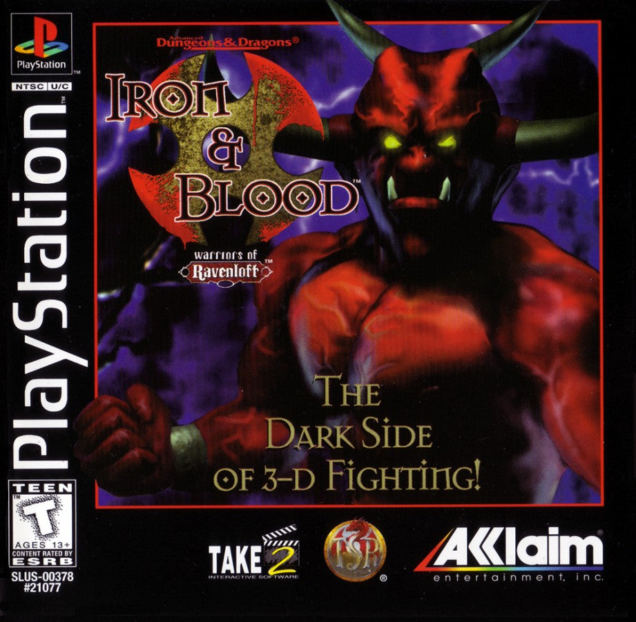 Advanced Dungeons & Dragons Iron and Blood PS1 PlayStation 1 fighting game fantasy medieval combat Dungeons & Dragons licensed game retro video game cover art