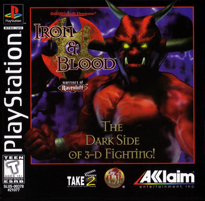 Advanced Dungeons & Dragons Iron and Blood PS1 PlayStation 1 fighting game fantasy medieval combat Dungeons & Dragons licensed game retro video game cover art