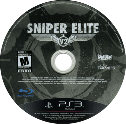 Sniper Elite V2 disc art for PlayStation 3 (PS3) video game