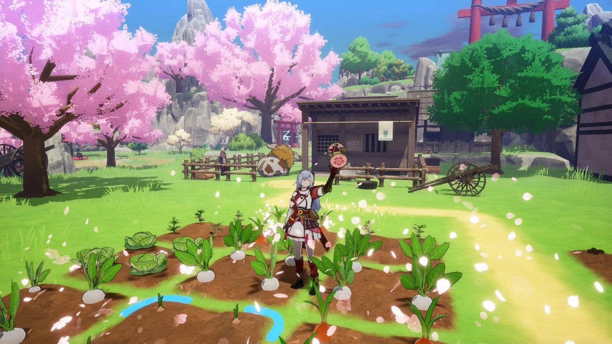 Rune Factory Guardians of Azuma for Nintendo Switch 2 featuring fantasy farming RPG gameplay with action combat and character relationships gameplay