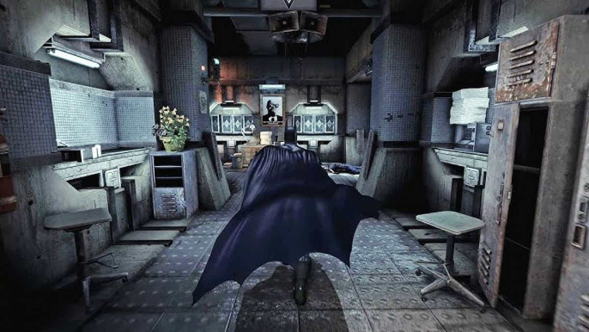 Retro Batman Arkham Asylum Xbox 360 inspired design featuring dark superhero action adventure aesthetic vintage HD era Gotham City atmosphere stealth combat predator gameplay Arkham Island asylum setting iconic DC Comics Batman experience nostalgic cinematic presentation gameplay