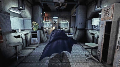 Retro Batman Arkham Asylum Xbox 360 inspired design featuring dark superhero action adventure aesthetic vintage HD era Gotham City atmosphere stealth combat predator gameplay Arkham Island asylum setting iconic DC Comics Batman experience nostalgic cinematic presentation gameplay