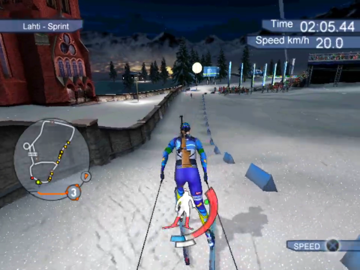 Biathlon 2008 for PlayStation 2 with winter sports shooting and skiing theme gameplay