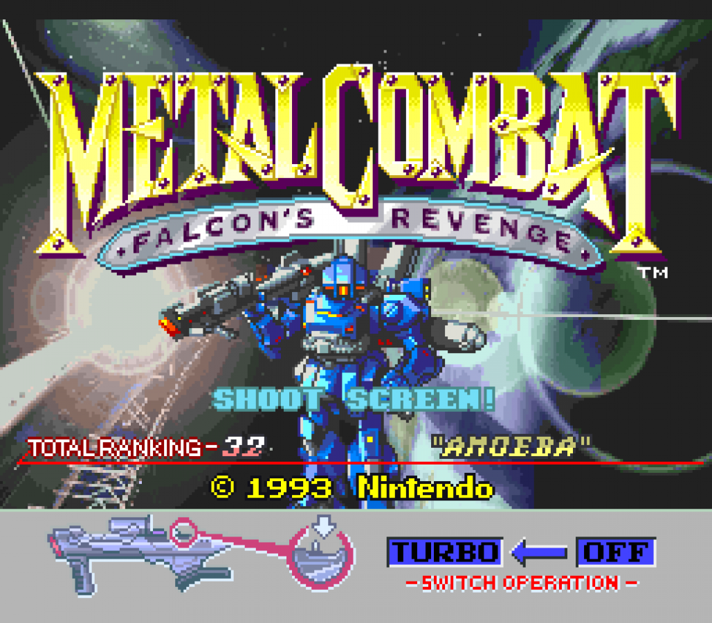 Rise of the Robots Super Nintendo Entertainment System SNES retro video game fighting action featuring robotic combat challenging battles futuristic robot gameplay mechanical enemies classic 16 bit graphics Super Nintendo gaming experience retro game collection appeal start screen
