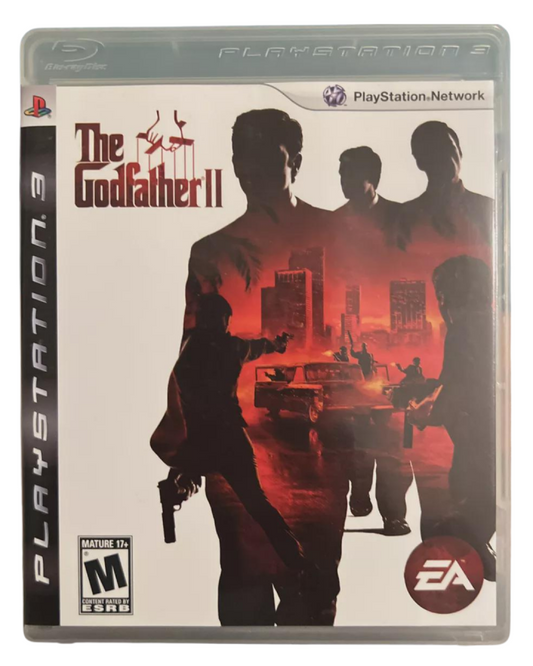The Godfather II for PlayStation 3 open world crime action game based on the film featuring Mafia family management third person shooting missions strategy elements cover art 