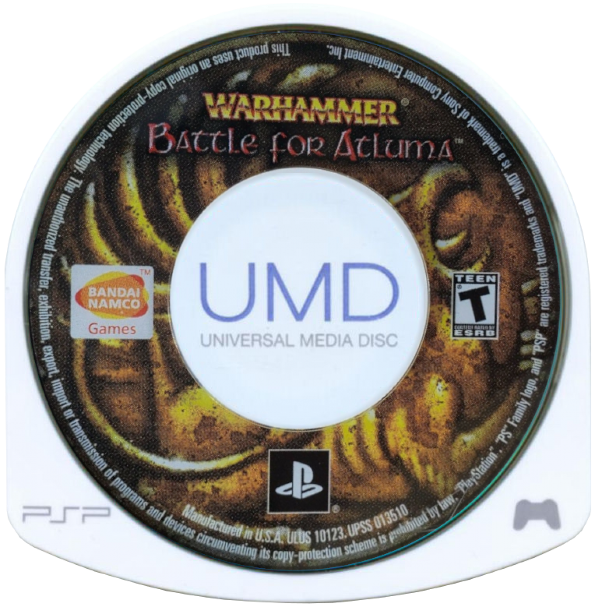 Warhammer Battle for Atluma PlayStation Portable PSP inspired design featuring strategic card based combat aesthetic Warhammer fantasy universe factions tactical deck building gameplay turn based battles dark fantasy artwork and portable strategy gaming presentation UMD