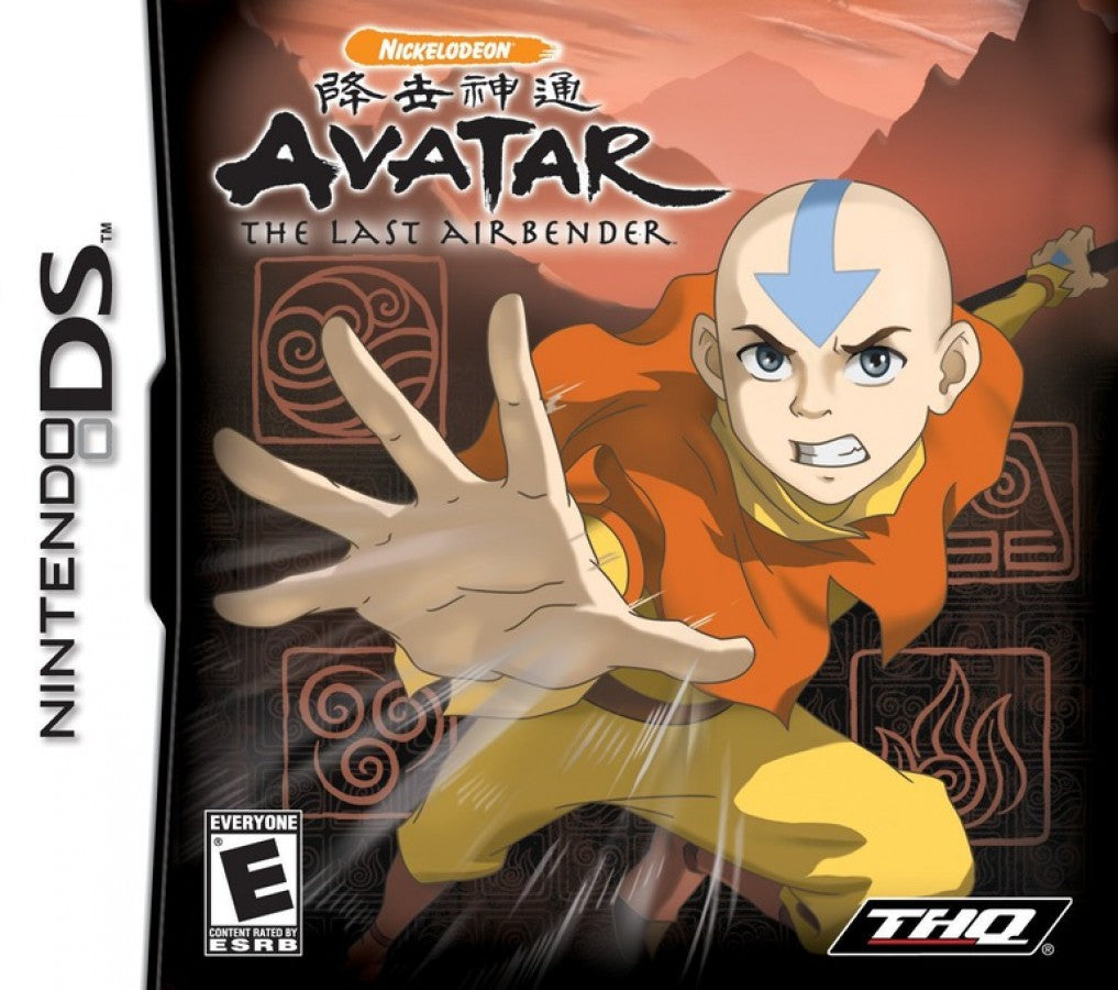 Avatar: The Last Airbender for Nintendo DS action adventure video game featuring elemental bending combat, story driven missions based on the animated series, puzzle solving, and stylus based handheld gameplay experience cover