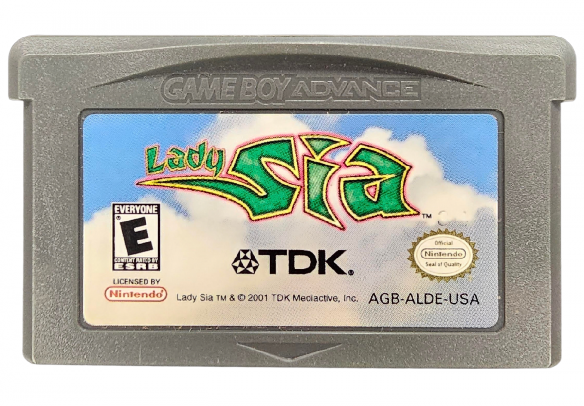 Lady Sia Game Boy Advance GBA video game Complete In Box CIB Missing Post Card featuring action platforming gameplay fantasy adventure exploration colorful environments enemy battles magical abilities challenging levels and classic handheld Nintendo gameplay retro video game collection collectible gaming appeal Game cartridge