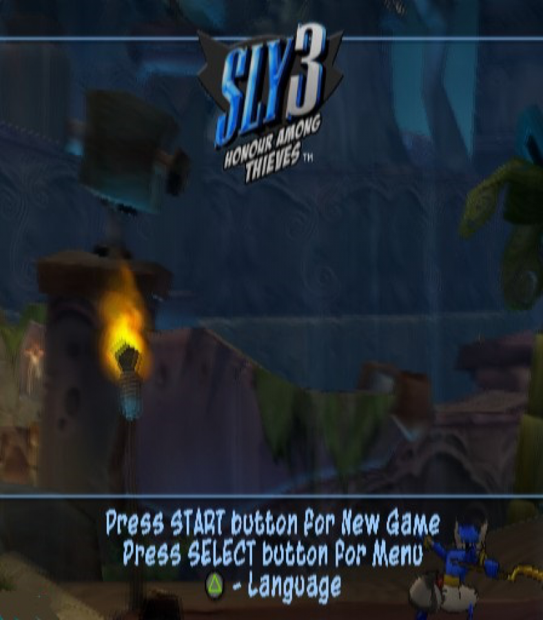 Sly 3: Honor Among Thieves – PlayStation 2 (PS2) video game title screen, action-adventure platformer.