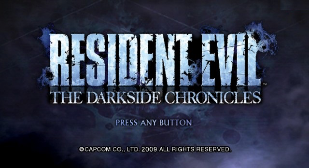 Resident Evil The Darkside Chronicles Nintendo Wii light gun shooter rail shooter on-rails game Resident Evil series Capcom Operation Javier scenario Leon Kennedy Krauser Claire Redfield Umbrella chronicles zombie outbreak motion controls shooting gallery style main menu title screen