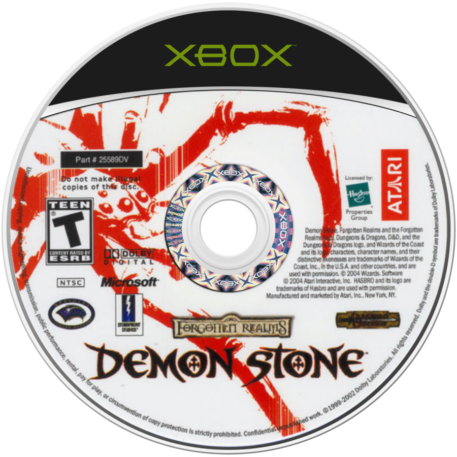 Forgotten Realms Demon Stone retro Xbox video game Forgotten Realms fantasy action adventure hack and slash dungeon combat Dungeons and Dragons inspired RPG console title Xbox release disc