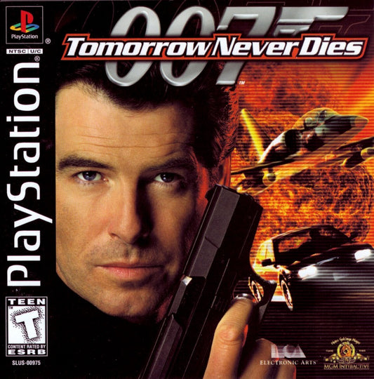 007: Tomorrow Never Dies — PlayStation 1 (PS1) is an action-adventure game based on the James Bond film featuring stealth, driving, and shooting gameplay cover art