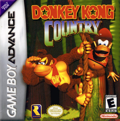 Donkey Kong Country Game Boy Advance GBA for platforming adventure video game fans featuring Donkey Kong and Diddy Kong side scrolling action jungle environments challenging levels barrel blasting mine cart rides enemy battles collectibles and classic Nintendo gameplay collectible gaming appeal front cover art