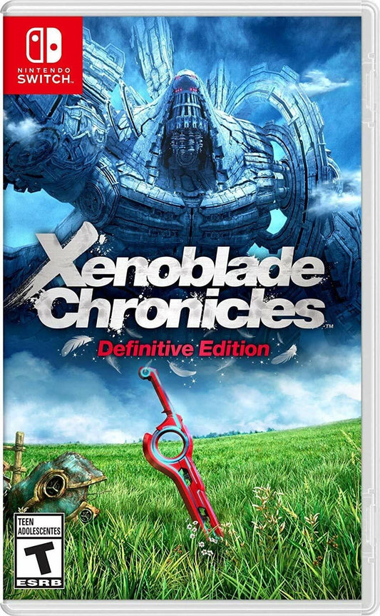 Xenoblade Chronicles Definitive Edition for Nintendo Switch open world JRPG featuring Shulk real time combat expansive exploration story driven adventure and remastered visuals front cover