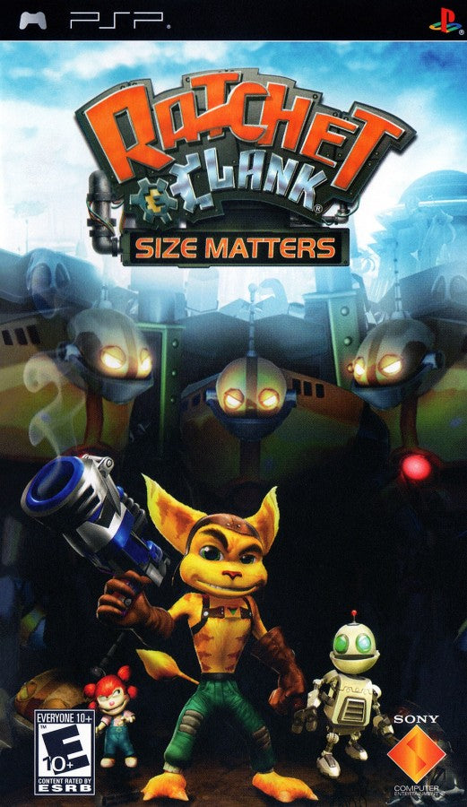 Ratchet and Clank: Size Matters cover art for PlayStation Portable (PSP) action platformer game