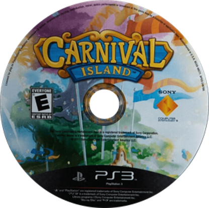 Carnival Island PlayStation 3 PS3 for family friendly party game fans featuring colorful carnival attractions arcade mini games amusement park environments fun challenges motion controlled gameplay multiplayer activities and entertaining carnival themed action collectible Sony PlayStation gaming appeal disc