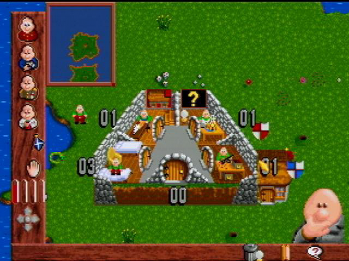 Baldies Atari Jaguar CD Baldies strategy god game simulation retro 90s management gameplay colony building puzzle strategy title classic Jaguar CD gameplay